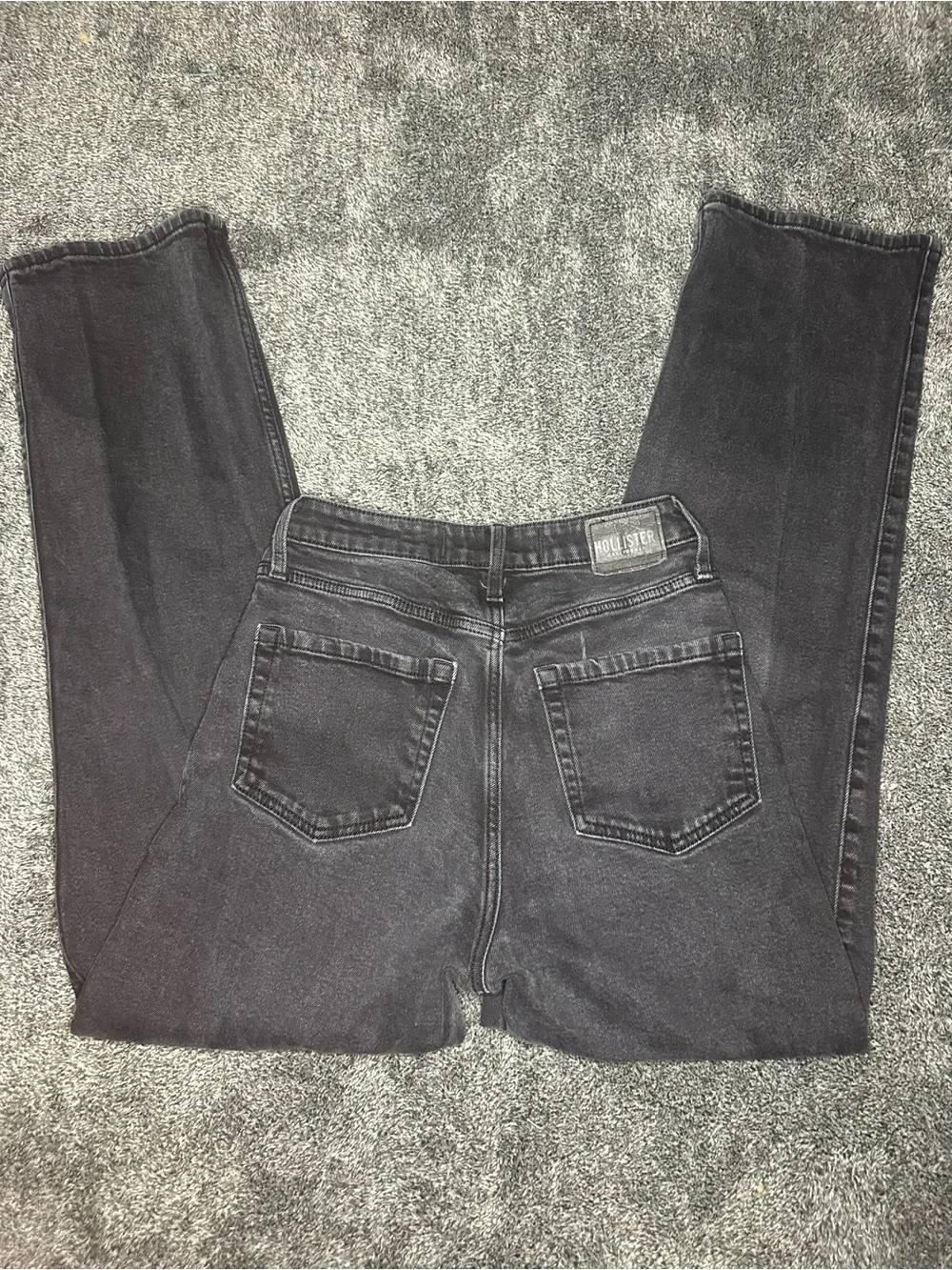 Hollister Ultra High Rise Dad Jeans Washed Black Gray 5R W27 L31 Vintage Stretch